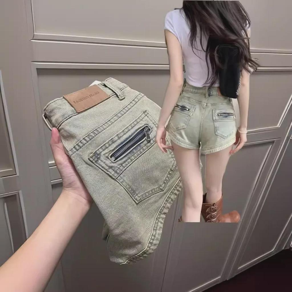 Damen High Waist Retro Denim Shorts - Sommer A-Linie Slim Fit für lange Beine