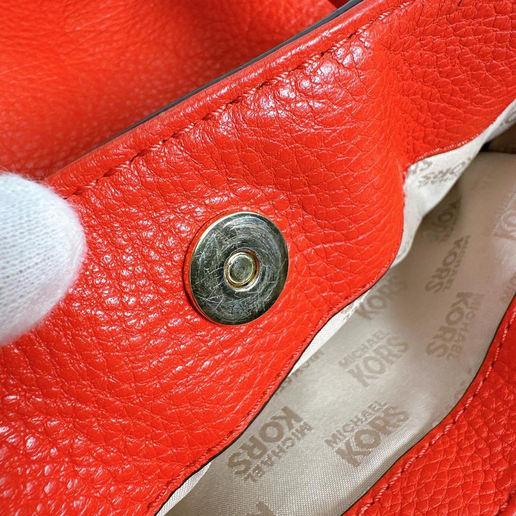 Michael Kors A4 Compatible Shoulder Bag Handbag Leather Red Women Used