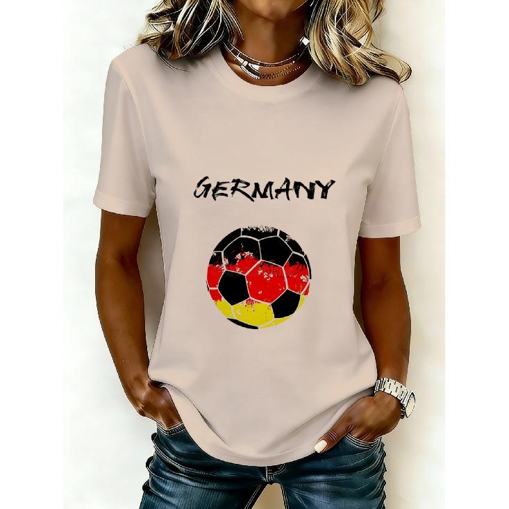 2026 Casual Women's Short-Sleeve T-Shirt with USA-Canada-Mexico World Cup Football Match Print