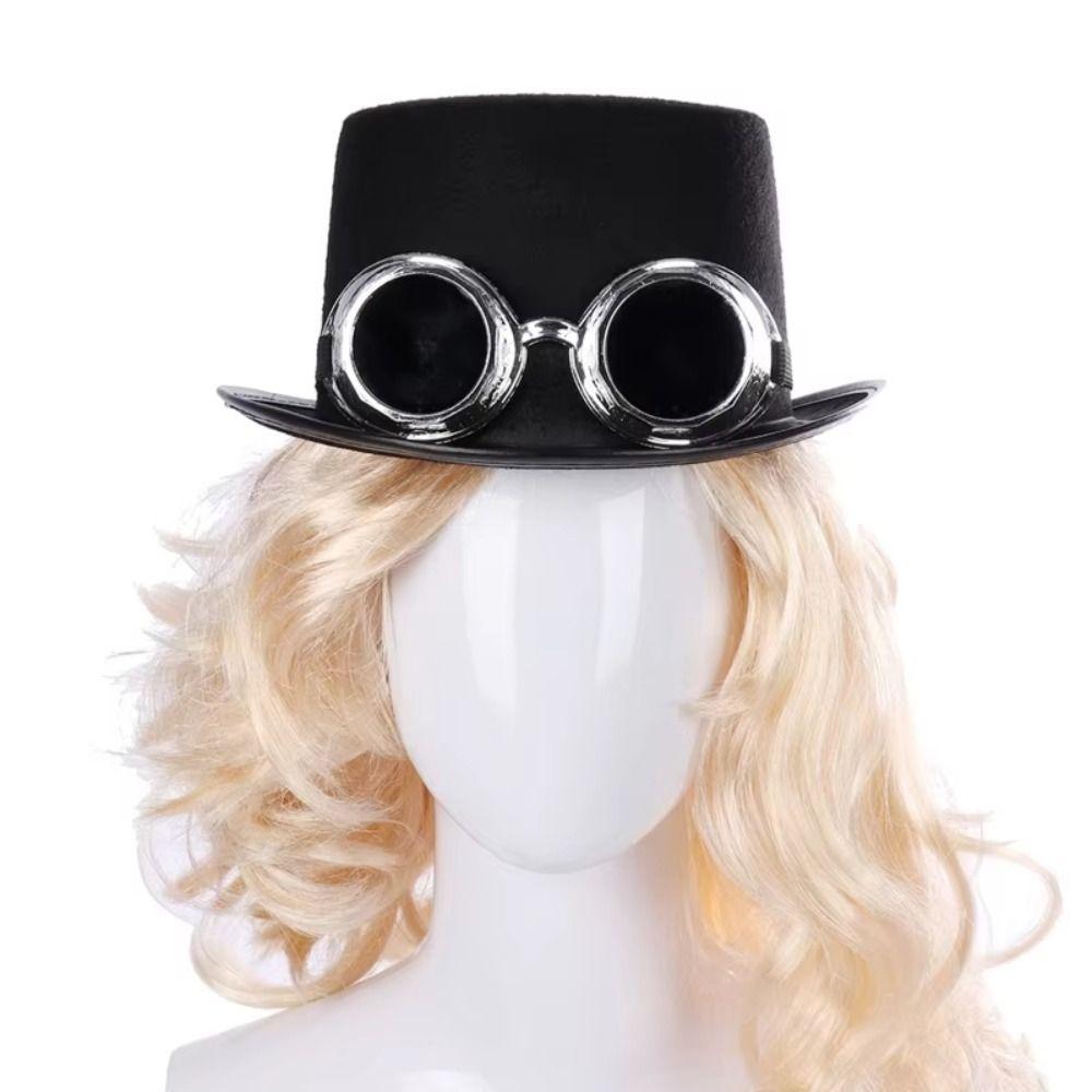 Magician Hat Steampunk Men Hat With Eyeglasses Cosplay Jazz Hat Retro Gothic Hat Men Women Unisex