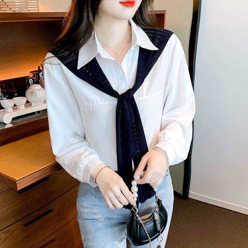 

2023 Осень Корейский вязаный шаль с длинным рукавом Slim Fit Двухкомпонентный женский костюм Extra Large