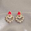 Enamel Santa Claus Min Stud Earrings Female Fashion Sweet Red White Color Geometry Ear Wedding Jewelry Romantic Gift
