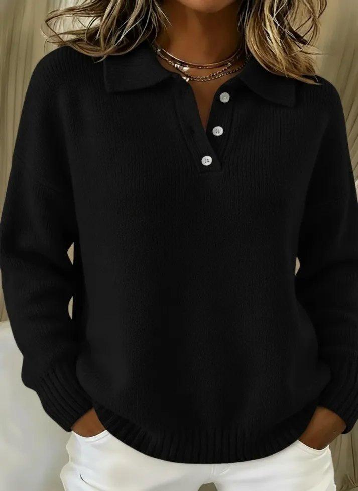 European & American Women's Loose Lapel Long Sleeve Sweater - Autumn/Winter 2025 Collection