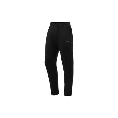 Li Ning Plain Logo Elastic Waist Straight Leg Sports Pants Men Bottoms Black AKLRB63-1