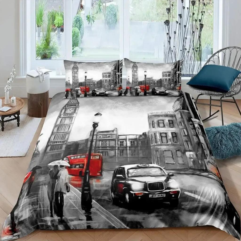 London Telephone Booth The Big Ben Comfortable Duvet Quilt Cover Pillowcase Bedding Set Children Bedroom Decoration Home Textile