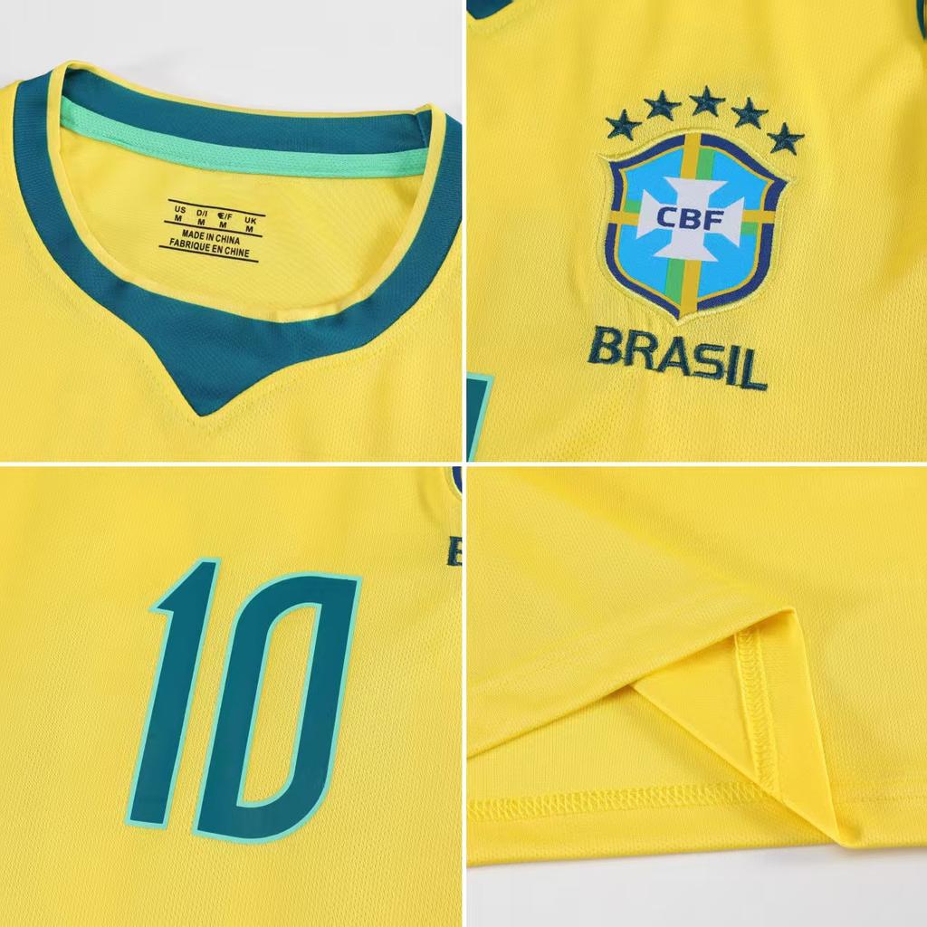 2627 Brasilien Haupt-Nr. 10 Einzelnes Top Herren Erwachsene Kurzarm Weltmeisterschaft Fußballtrikot Sport Schnelltrocknendes Trikot Top