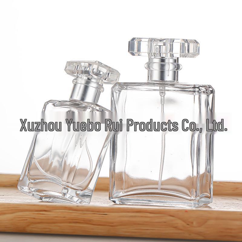 Transparent Glass Perfume Bottles - Square Spray and Screw Cap Design for Travel