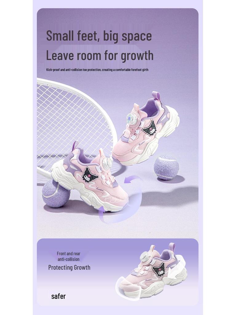 Hello Kitty Girls' Breathable Mesh Running Shoes - 2025 Autumn Collection with Kuromi Trendy Design