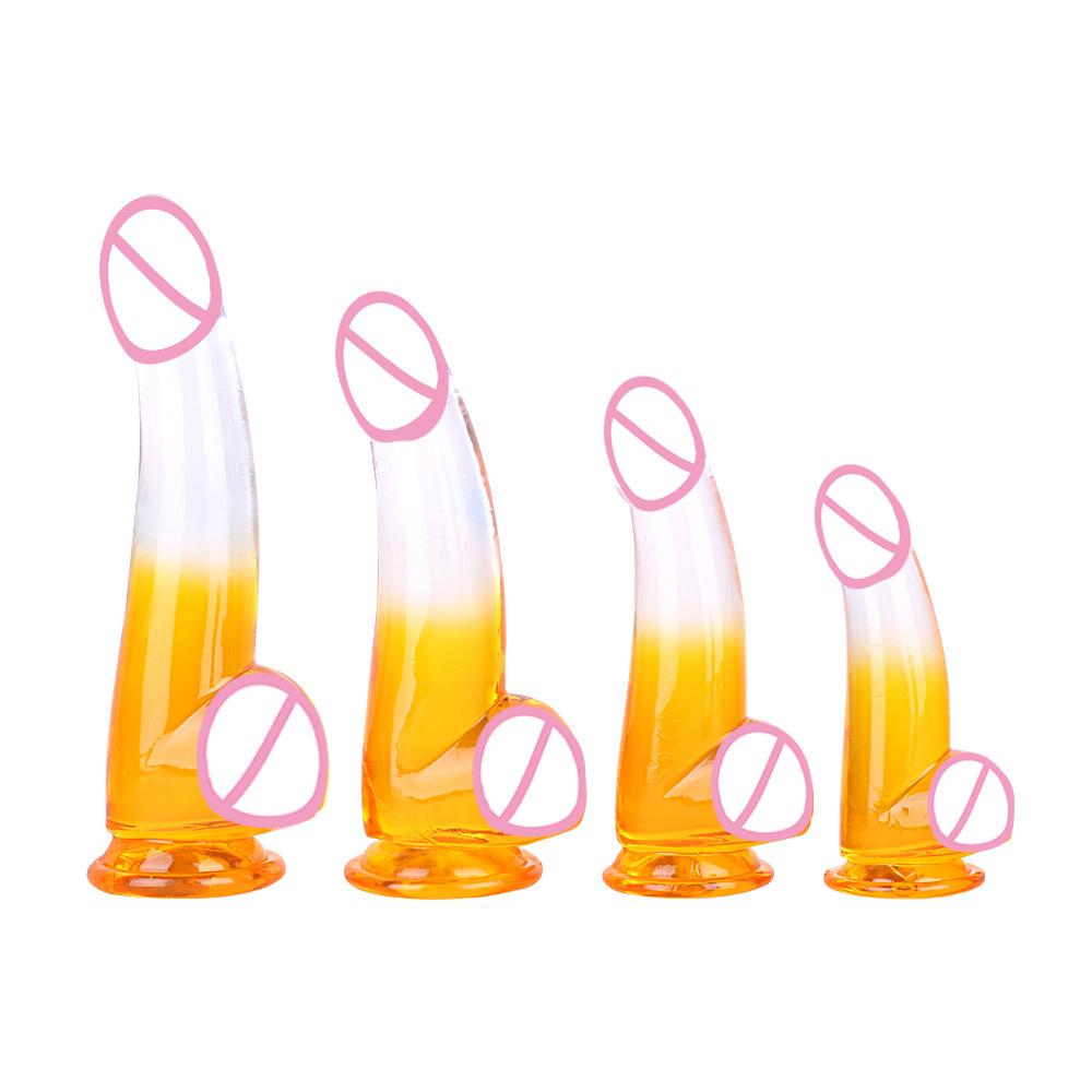 Transparent Two-Color Glass Dildo Simulation Female Masturbation Color Butt Plug Dildo Sexy Sex Product Hot Sale