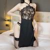 Sex Underwear Lace Tube Top Perspective Temptation Pajamas Sexy Split Long Dress Neck Strap Lace Uniform Suit