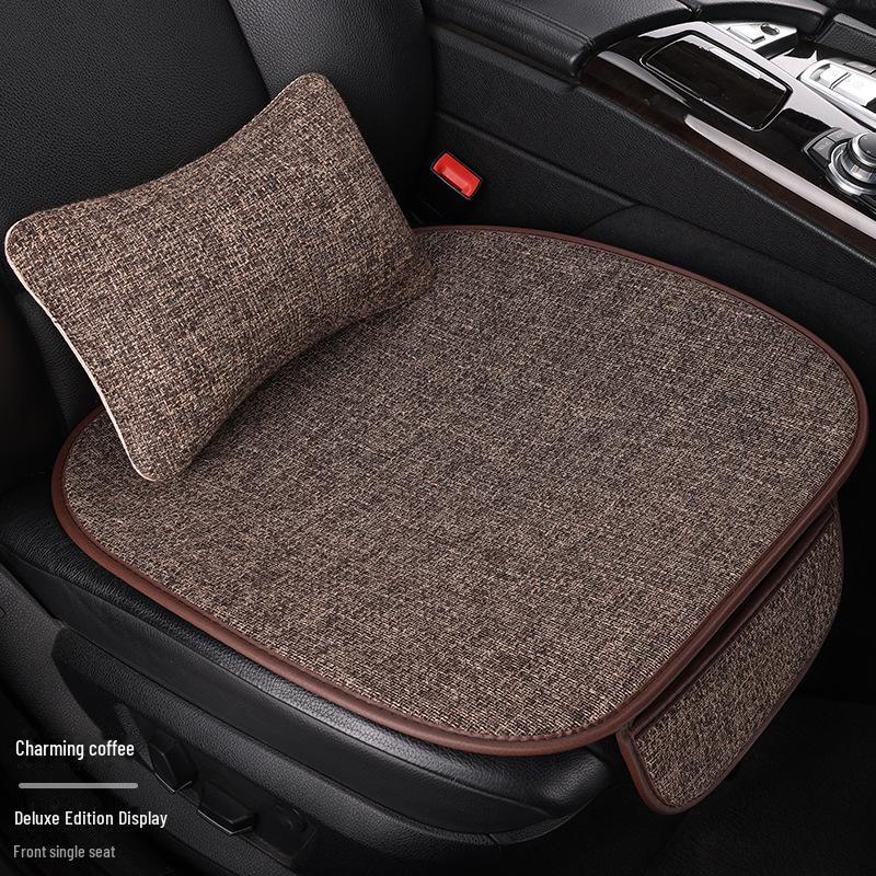 All-Season Light Luxury Ice Silk Linen Car Seat Cushions, Breathable & Non-Slip