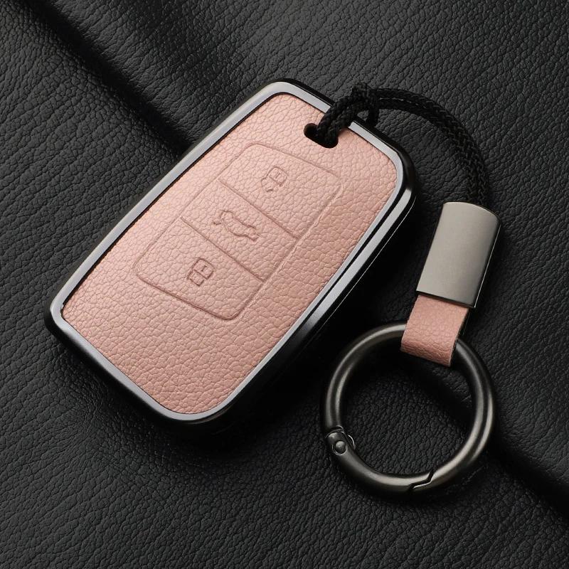 Metal And Leather Car Key Case Cover For Vw Volkswagen Passat B8 Cc Arteon Magotan Gte Skoda Fabia Superb A7 Kodiaq
