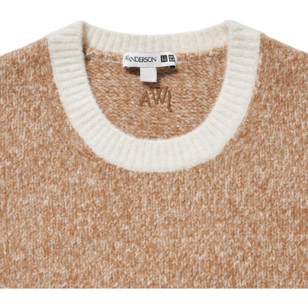 Uniqlo JW Anderson Collaboration FW23 Melange Souffle Yarn Mixed Color Round Neck Pullover Sweater Women Sweater Khaki 462719-31