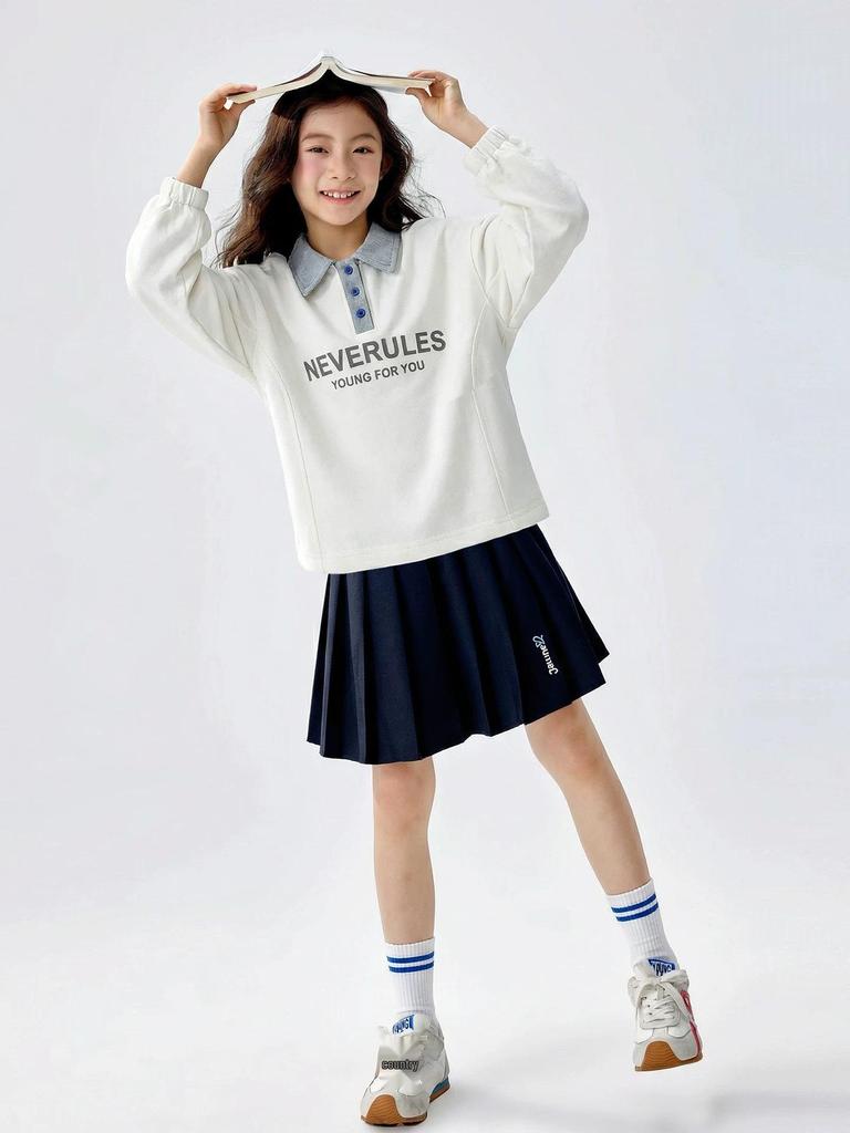 Girls' 2026 Spring/Autumn Sweatshirt & Pants Set - Stylish Two-Piece Outfit for Big Kids