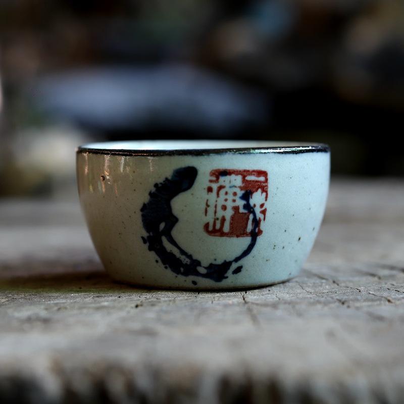 Ceramic Tea Cup Antique Rough Pottery Teacup Personal Single Cup Hand-painted Master Cup Tradition Tea Bowl Drinkware