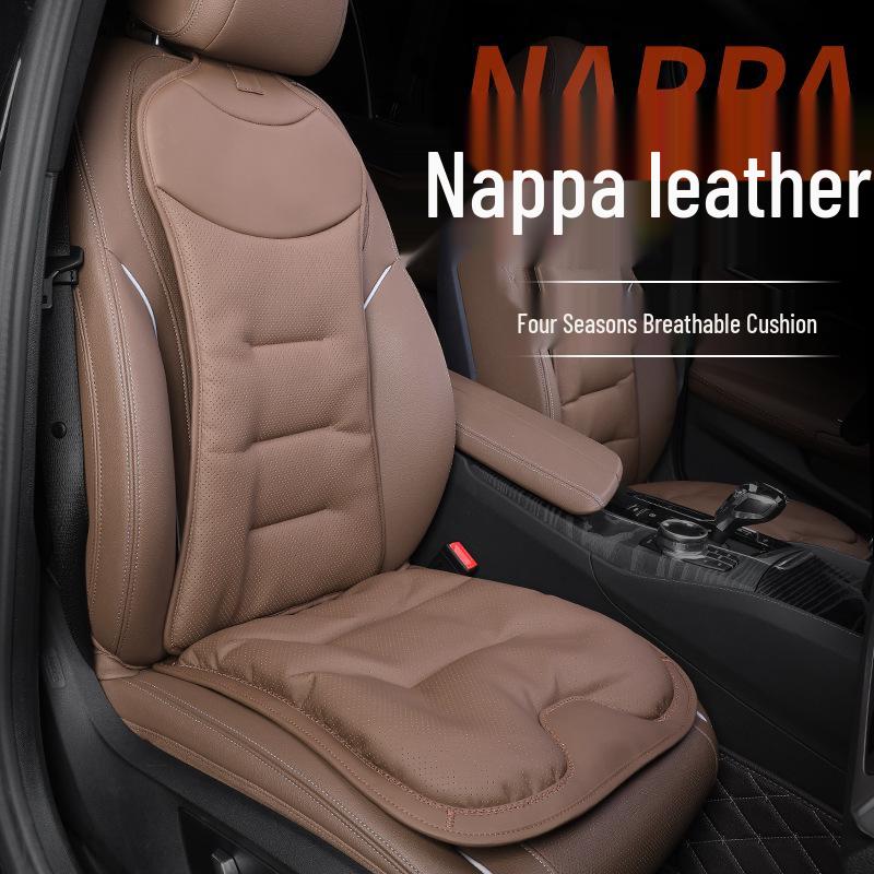 Breathable Nappa Leather Lumbar Support Car Seat Cushion for Mercedes-Benz & BMW