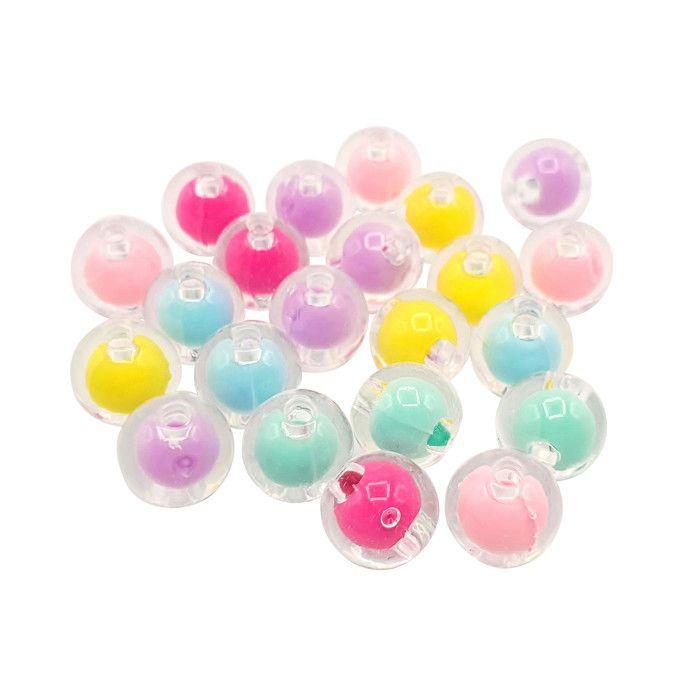 Perles rondes transparentes et couleurs 1 cm 40 g