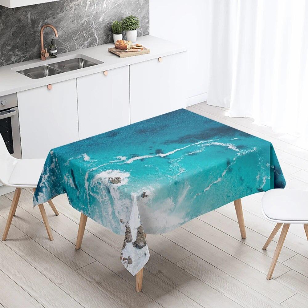 Față de masă imprimată cu floarea-soarelui, peisaj, camping, rezistentă la pete, impermeabilă, masă de bucătărie, decor acasă