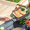 800ml/1200ml Portable Camping Lunch Box Folding Handle Metal Alloy Camping Bentos Container Rectangle Lunch Box