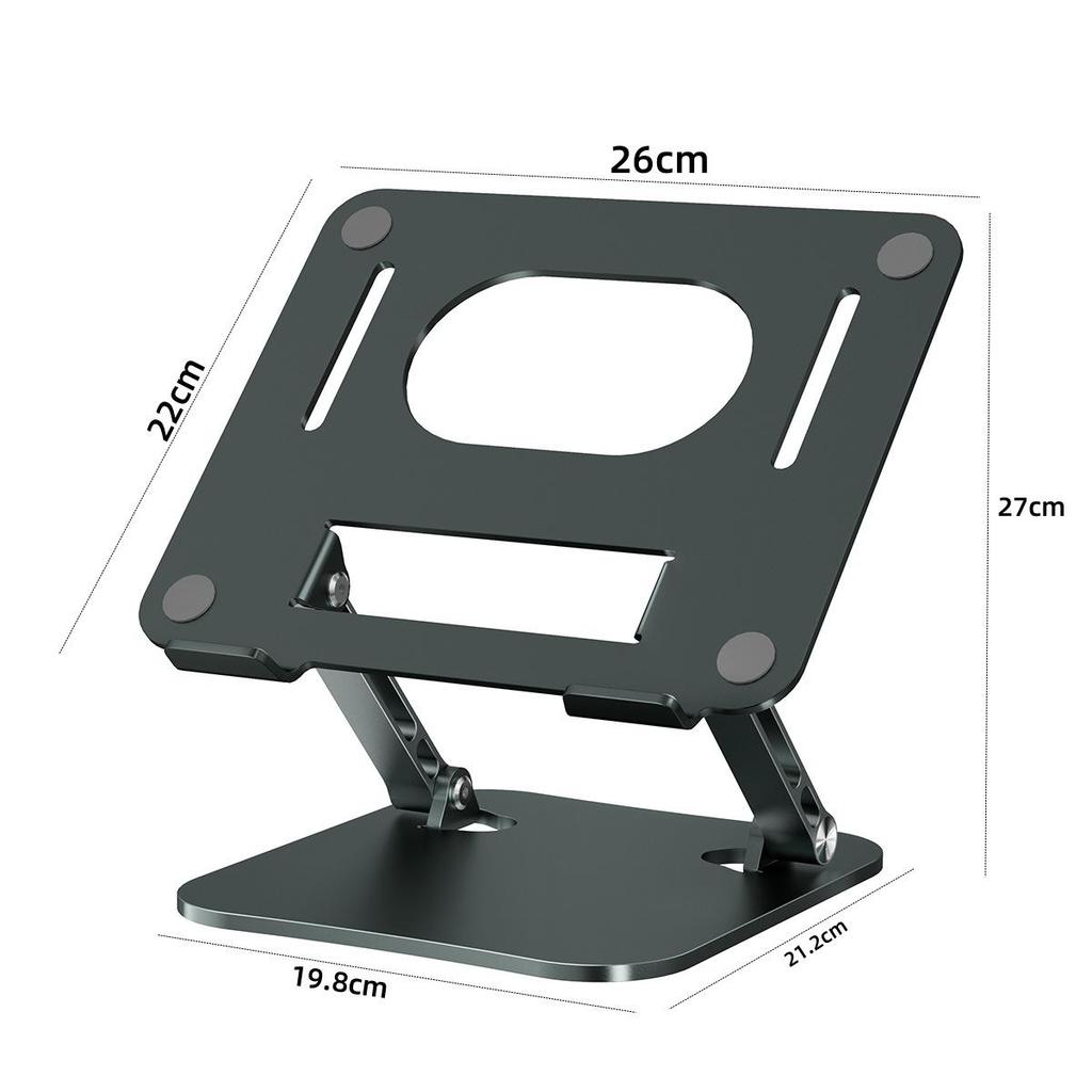 Adjustable Aluminum Alloy Laptop Stand with Cooling Riser and Rotating Feature