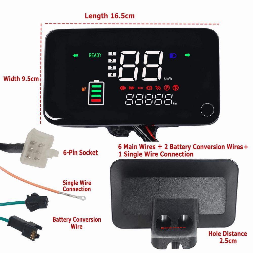 Plastic Speedometer Screen 48V 60V 72V Instrument Control Panel Universal