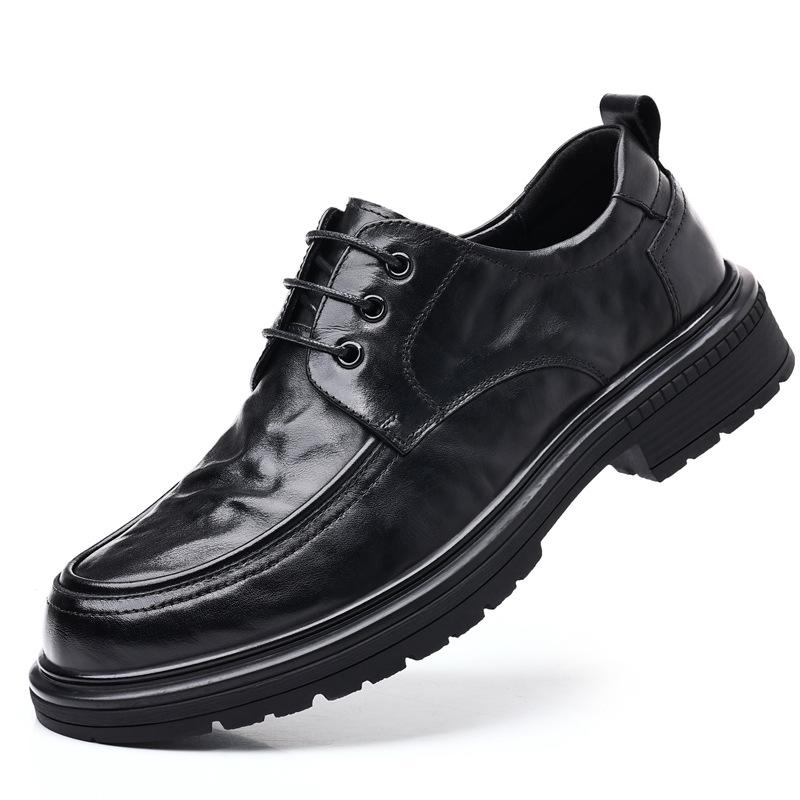 Autumn new men's business casual leather shoes high-end leather men's platform single shoes men's shoes