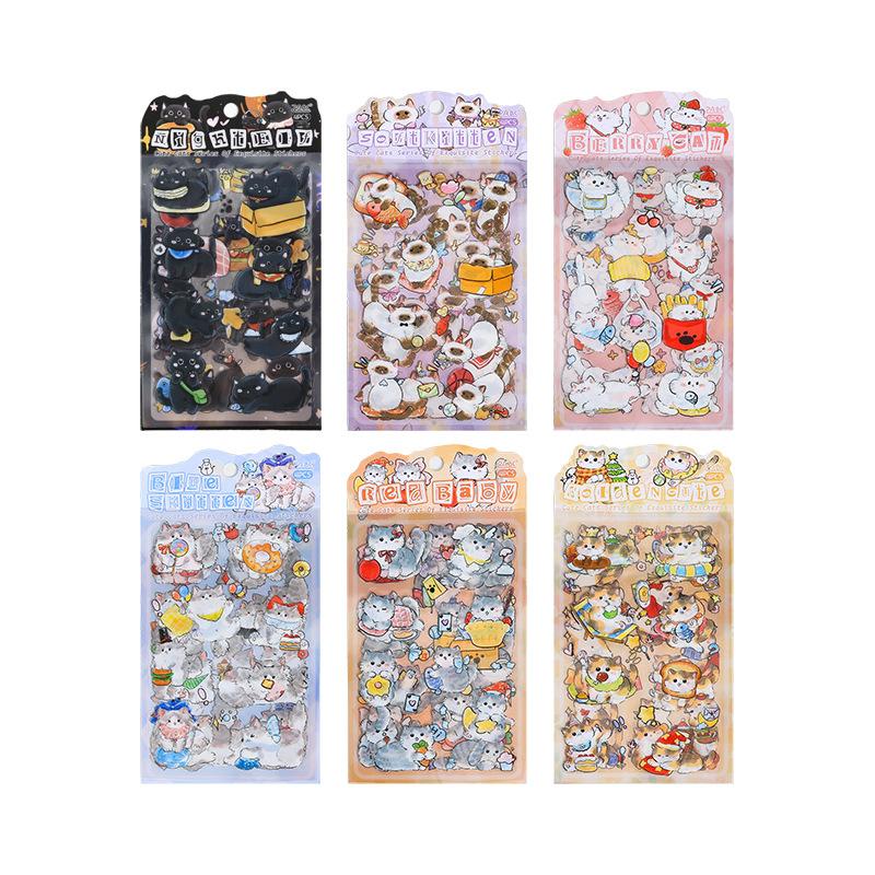 Soft Cute Cat Transparent Waterproof Pet Stickers Diy Hand Account Diary Stickers  Cute Animal Cat Stickers