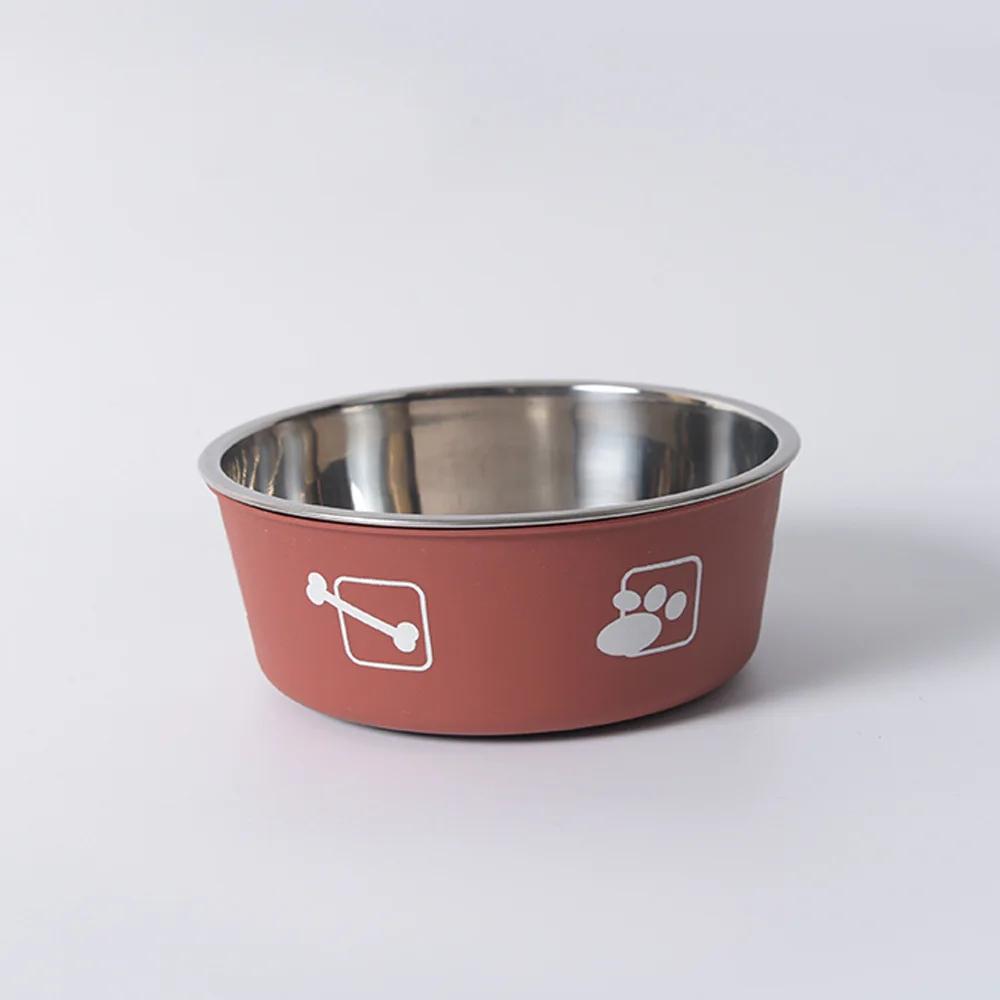 

Durable Pet Food Bowl Stainless Steel Double-layer Thickened Anti-slip Water Pet Feeder Water Basin Universal for Cats and Dogs S 12cm червоний