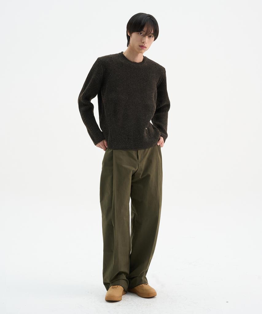 TRIP LE SENS Wool Mixed Color Crop Round Knit_Brown Mix