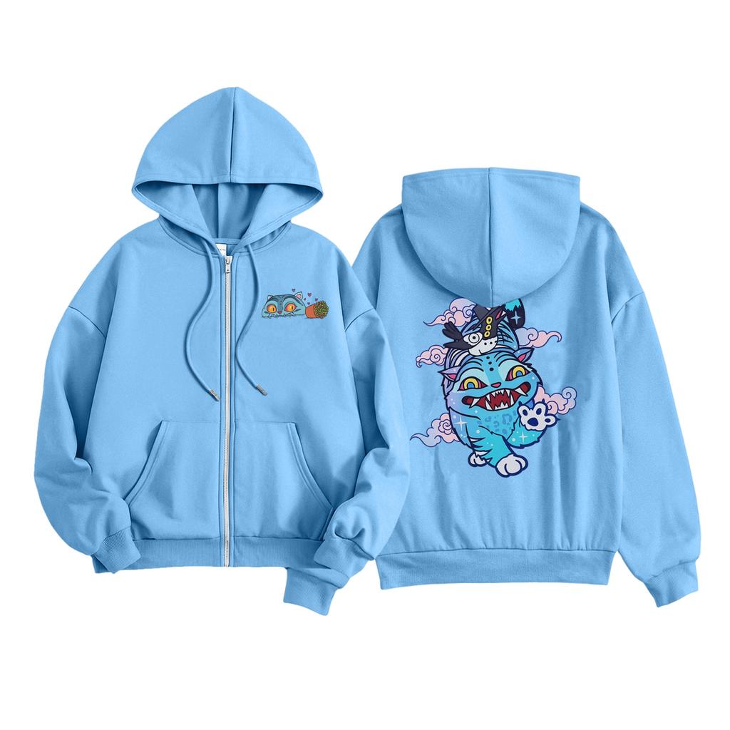 Kids Fashion Women's Lightweight Long Sleeve Zipper Hoodie Printed Hoodie With Pockets