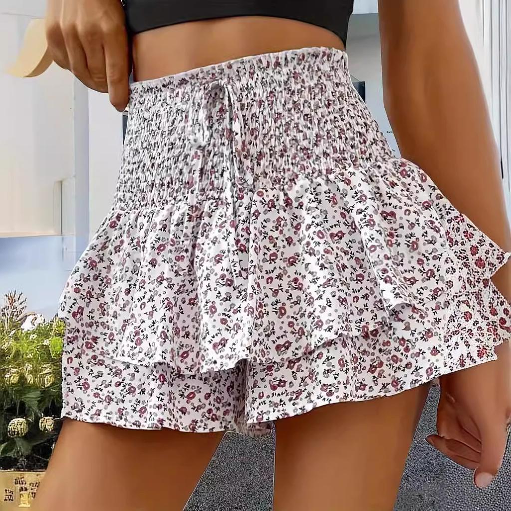 Ladies summer hot sale new fashion printed wide-leg shorts loose versatile casual pants