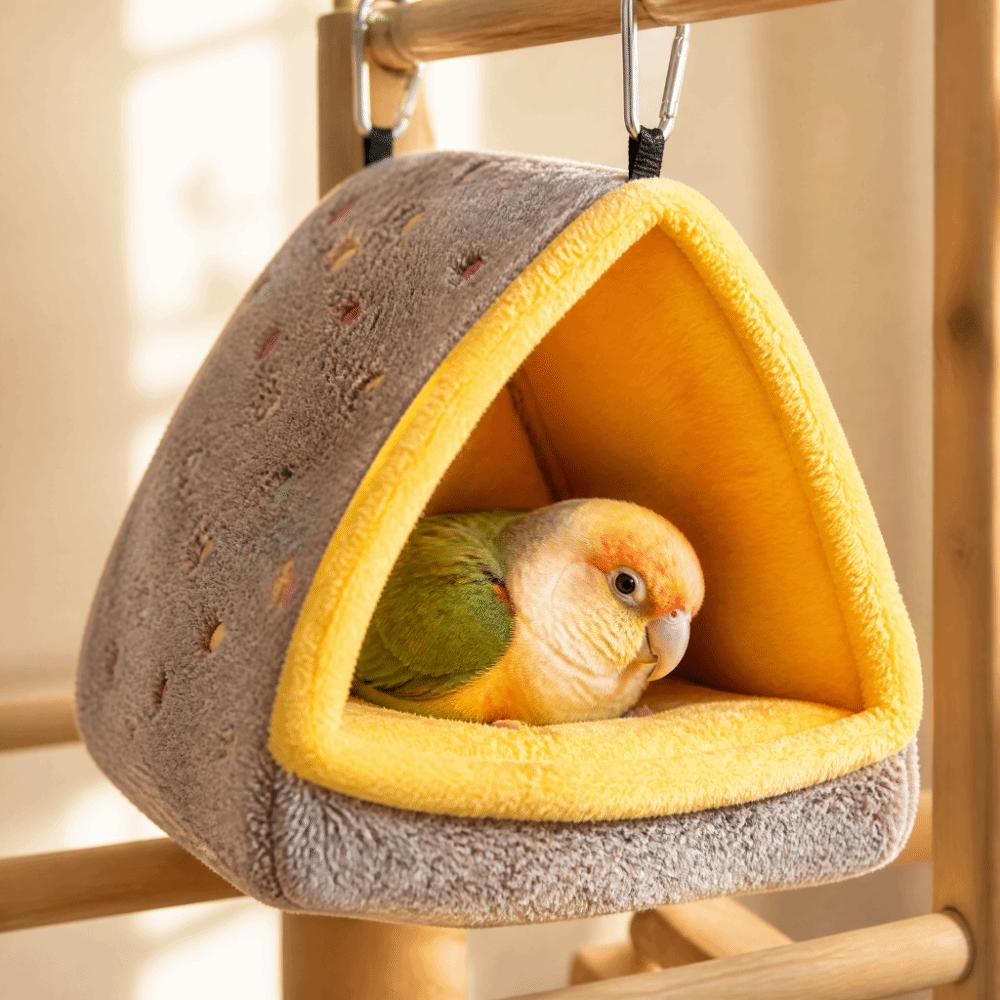 Support Board Hanging Bird Bed Warm Winter Plush Bird Bedding Bird Roost House For Guinea Pig