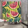Tropical Watermelon And Leaves Waterproof Shower Curtain For Modern Bathroom Decor, Stylish And Durable, Perfect For Home Use