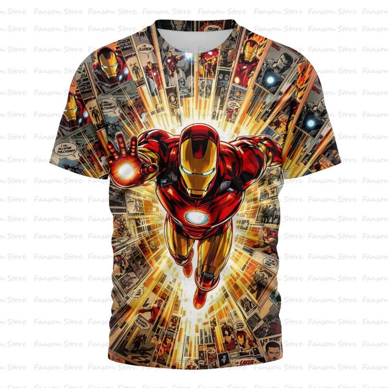 

Men s 3D Printed Marvel Avengers League Iron Man PatternT-shirt -Summer Street Style Round-neck Short-sleeved Adult Sports Shirt S