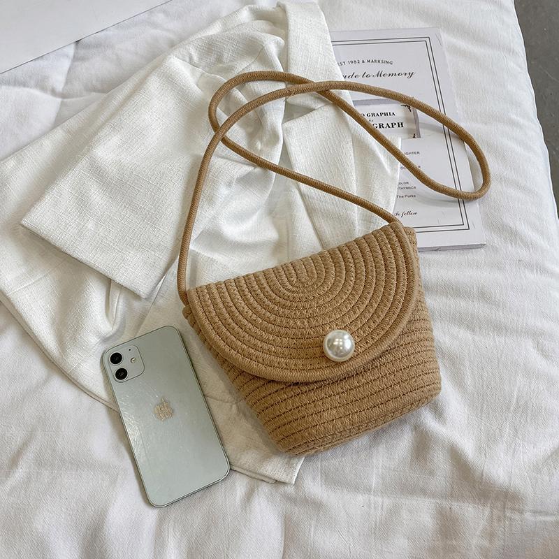 Stroh-Umschlagtasche Sommer neu Damen Schultertasche Shopping Reise Pendeln City Beauty Dame Geschenk Perlendekoration