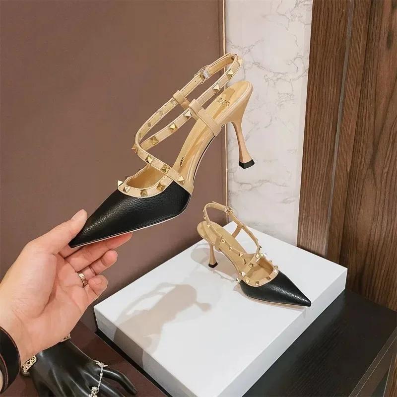 Pointed High Heeled Sandals for Women with Thin Heels for External Wear. 2024 Spring/Summer New European and American Versatile