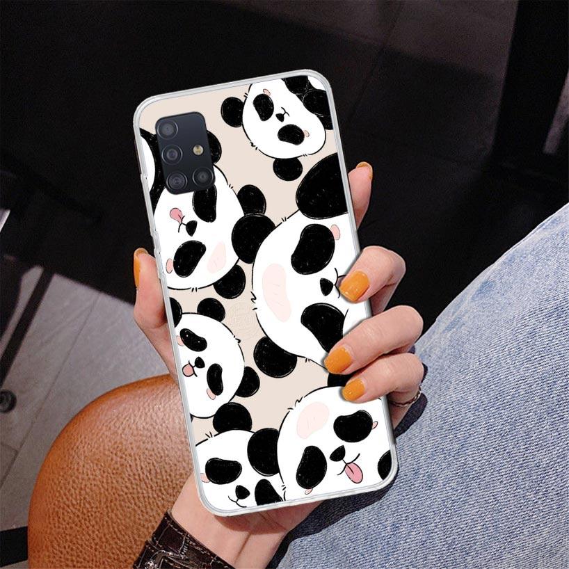 Cartoon Cute Panda Bear Phone Case For Samsung Galaxy A52 A32 A22 A12 A51 A31 A50S A30S A20S A10S Note 20 Ultra 10 Plus S10 A72