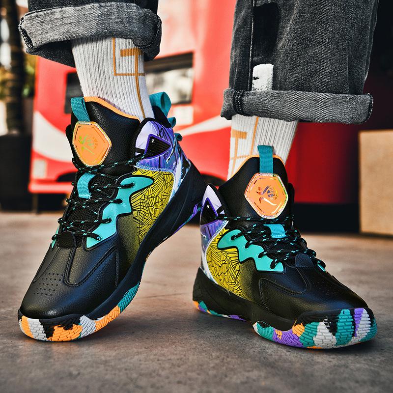 Children's High-Top Leather Basketball Shoes - Boys Ages 6-12, Autumn/Winter