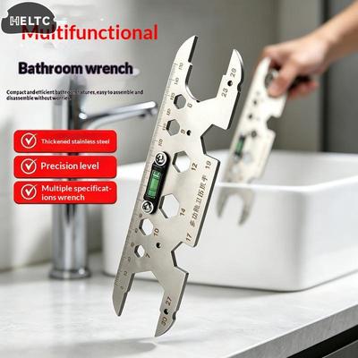 Multifunctional Stainless Steel Bathroom Wrench With Precision Level For Faucet Repair Bathroom Maintenance Home Repair Tool