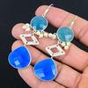 Sisters Day Deal 925 Silver Blue Sapphire Gemstone Drop Dangle Birthday Earrings