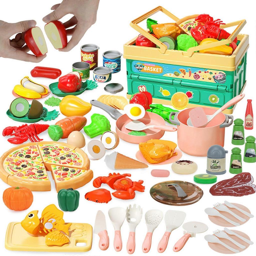 Pc Pretend Play Food Sets For Kids Kitchen Toy Food Cutting Fake Food Vegetables Play Kitchen Accessories Pretend Food Toys For Toddlers Boys Girls