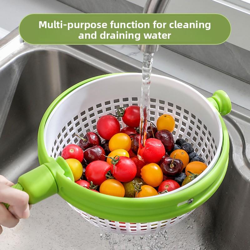Hand Press Rotating Salad Spinner for Vegetables and Fruits Multi-Function Kitchen Tool