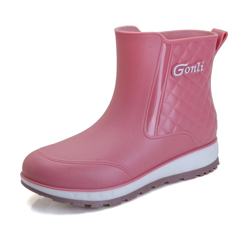 Through Season Short Rain Shoes Women's Kitchen Non-slip Catering Work Wear-resistant Rubber Shoes Women's Waterproof Fashion Outside Rain Boots