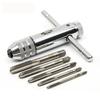 T-Handle Ratchet Tap Holder Wrench Set Hand Tools with 5pc M3-M8 Machine Screw Thread Metric Plug T-shaped Tap Car Repair Tool