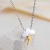 Gold & Silver Lightning Cloud Necklace: Two-Tone Stainless Steel, Polished Clavicle Chain, Romantic Jewelry.
