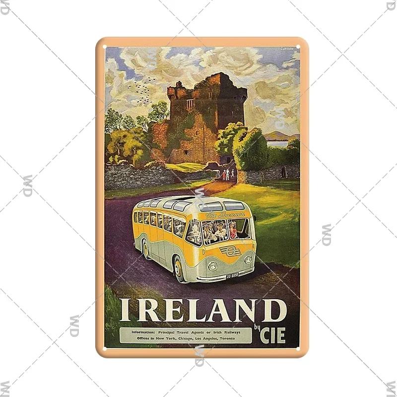 Irland Dublin Stadsvy Vintage Retro Metallplåt Skylt Dekorativ Tallrik för Hem Klubb Vägg Gåva