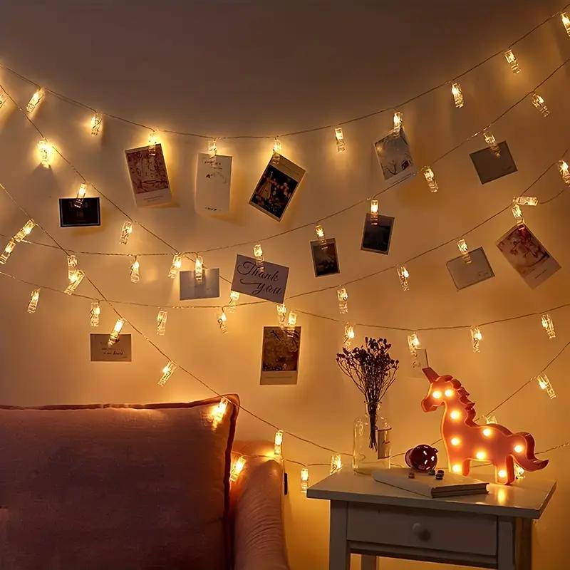 1pc 10/20/30/40LED Photo Clip String Light Battery Operated Indoor Decorative Fairy Lamp For Home Wedding Room Party Wall Decor