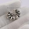 Handmade Puffy Sterling Silver Flower Stud Earrings