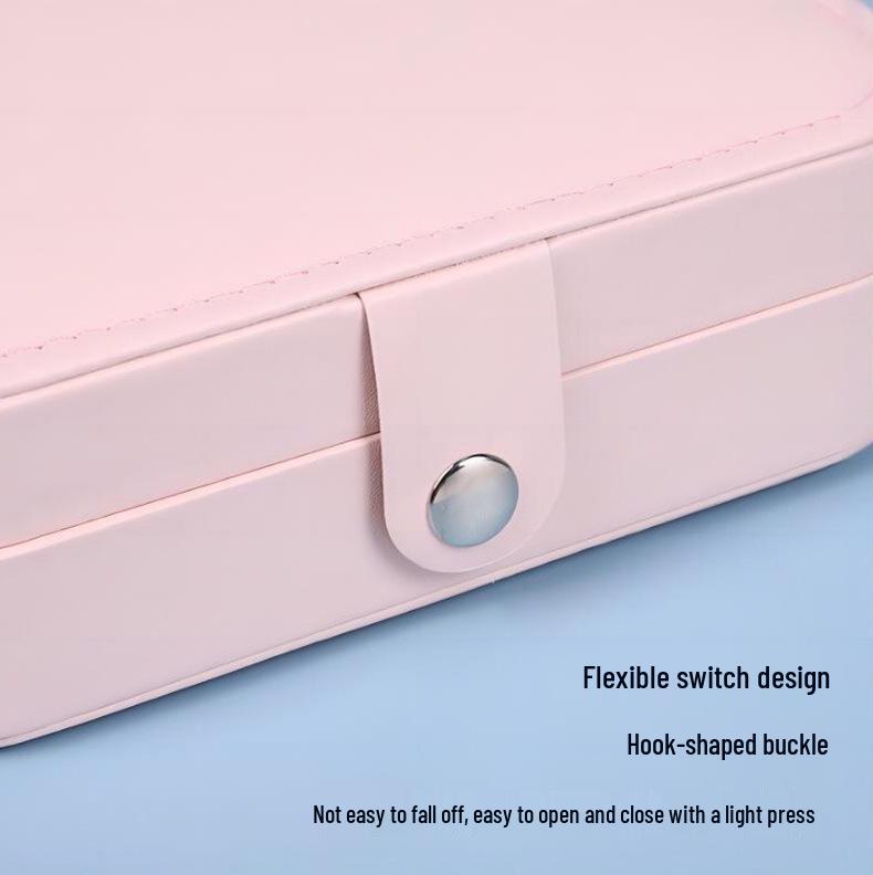 Compact Dustproof Jewelry Box for Earrings, Necklaces, and Rings - Double Layer Antioxidant Storage Solution