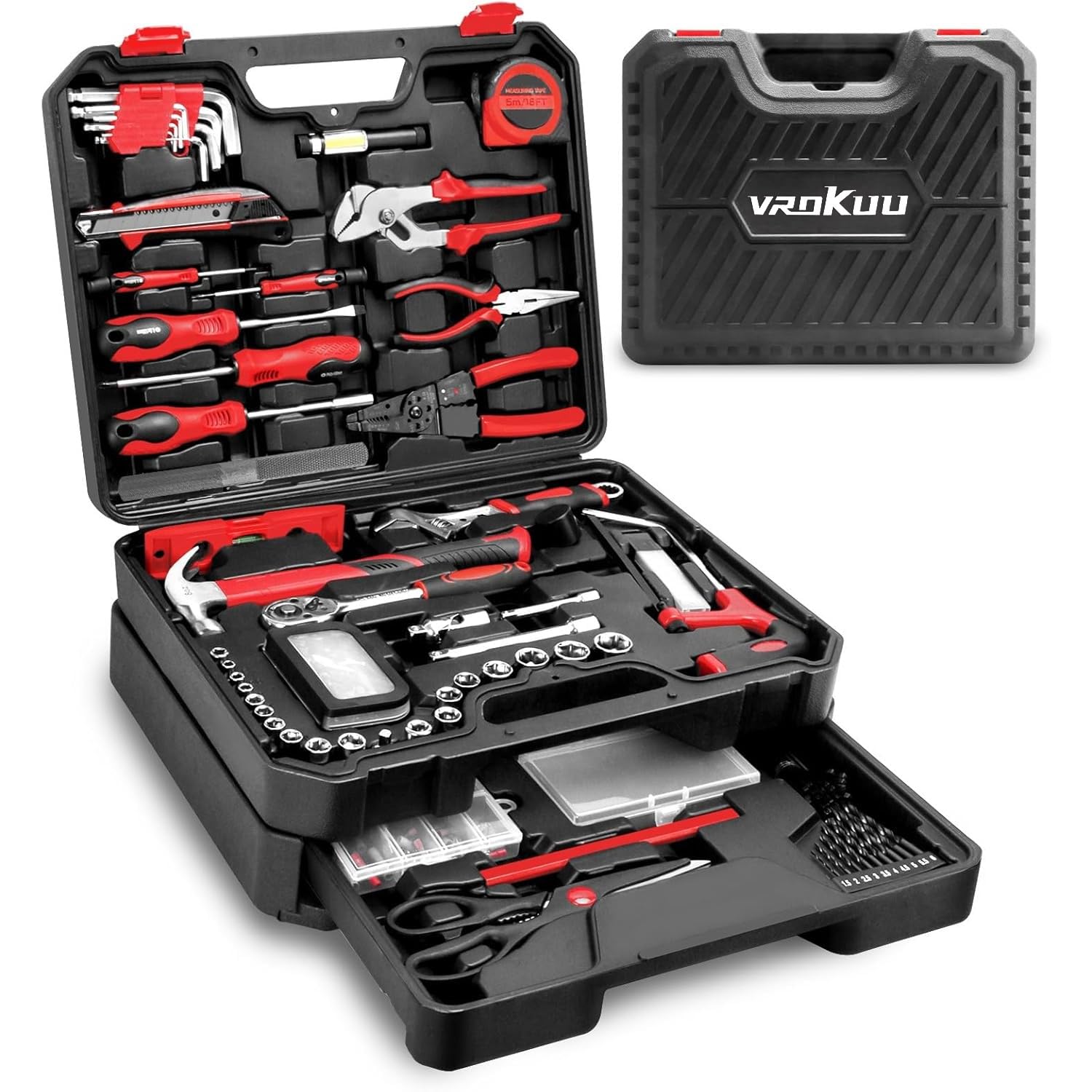 

Home Tool Kit for Home and Includes Storage Case for and Suitable for and Other Maintenance Also suitable for Furniture Assembly and Repairs, Repairs, чорний